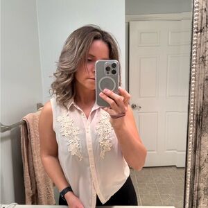 Elegant Cream Sleeveless Top